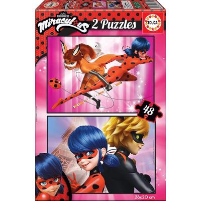 Educa 2x48 db-os Miraculous Katicabogár és Fekete Macska puzzle