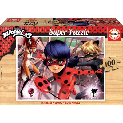Educa Miraculous Katicabogár és Fekete Macska - 100 db-os fa puzzle