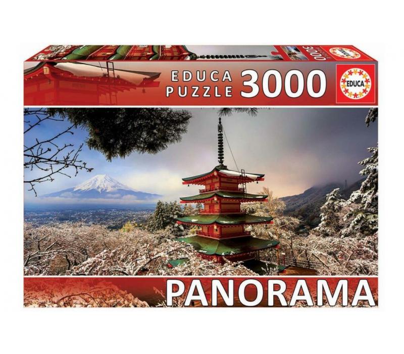 Educa Panoráma puzzle - Chureito Pagoda, Mount Fuji - 3000 db-os puzzle