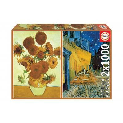 Educa Napraforgók + Éjjeli kávézó, Van Gogh - 2 x 1000 db-os puzzle