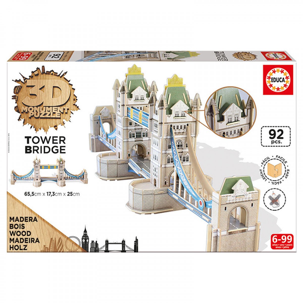 Educa A Londoni Tower Bridge 3d Puzzle 92 Darabos