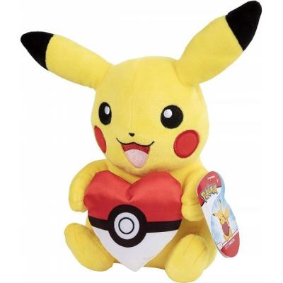 Pokémon plüssfigura - Pikachu pokélabda szívvel 20 cm