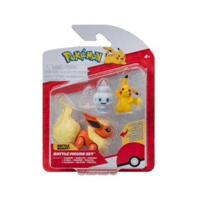 Pokémon 3 db-os figura csomag -  Pikachu, Vanillite, Flareon