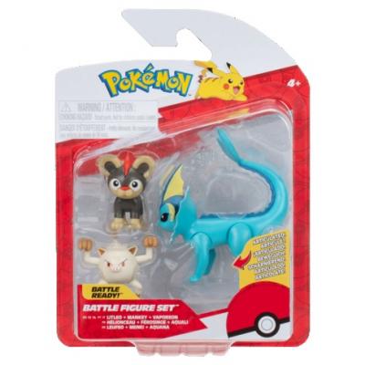 Pokémon 3 db-os figura csomag -  Litleo, Mankey, Vaporeon