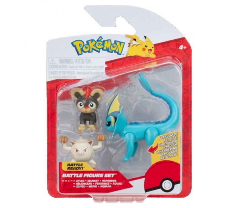 Pokémon 3 db-os figura csomag - Litleo, Mankey, Vaporeon Pokémon 3 db-os figura csomag - Litleo, Mankey, Vaporeon