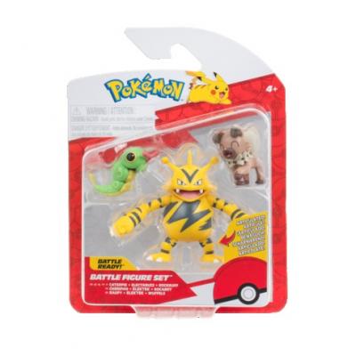 Pokémon 3 db-os figura csomag -  Caterpie, Rockruff, Electabuzz