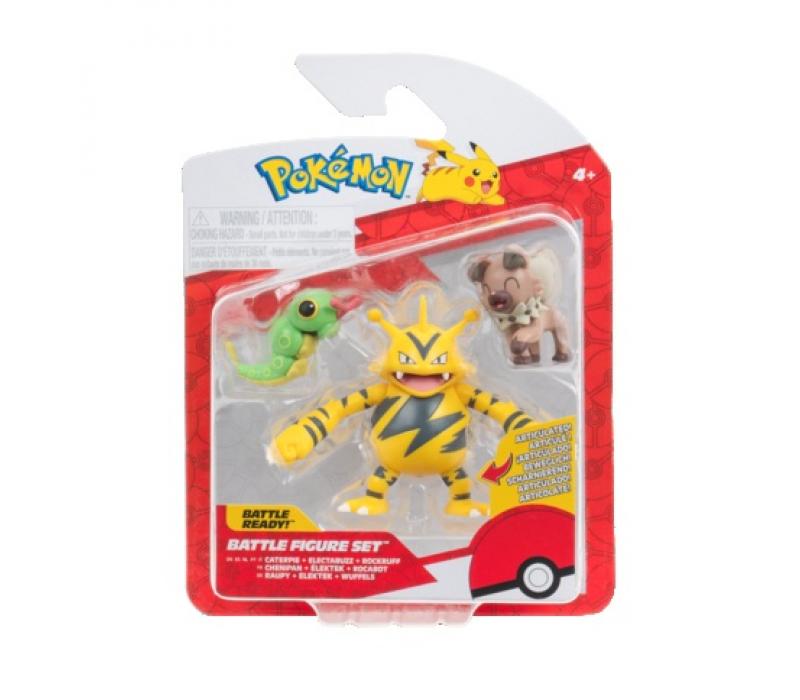 Pokémon 3 db-os figura csomag - Caterpie, Rockruff, Electabuzz Pokémon 3 db-os figura csomag - Caterpie, Rockruff, Electabuzz