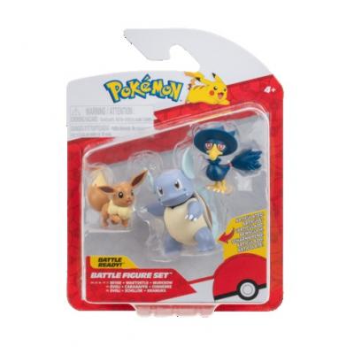 Pokémon 3 db-os figura csomag -  Eevee, Murkrow, Wartortle