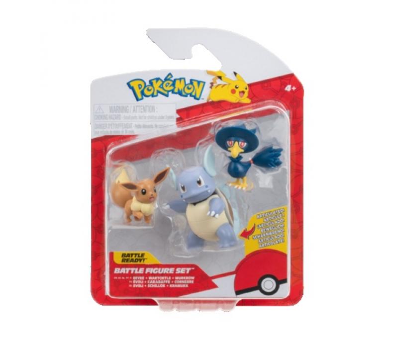 Pokémon 3 db-os figura csomag - Eevee, Murkrow, Wartortle Pokémon 3 db-os figura csomag - Eevee, Murkrow, Wartortle
