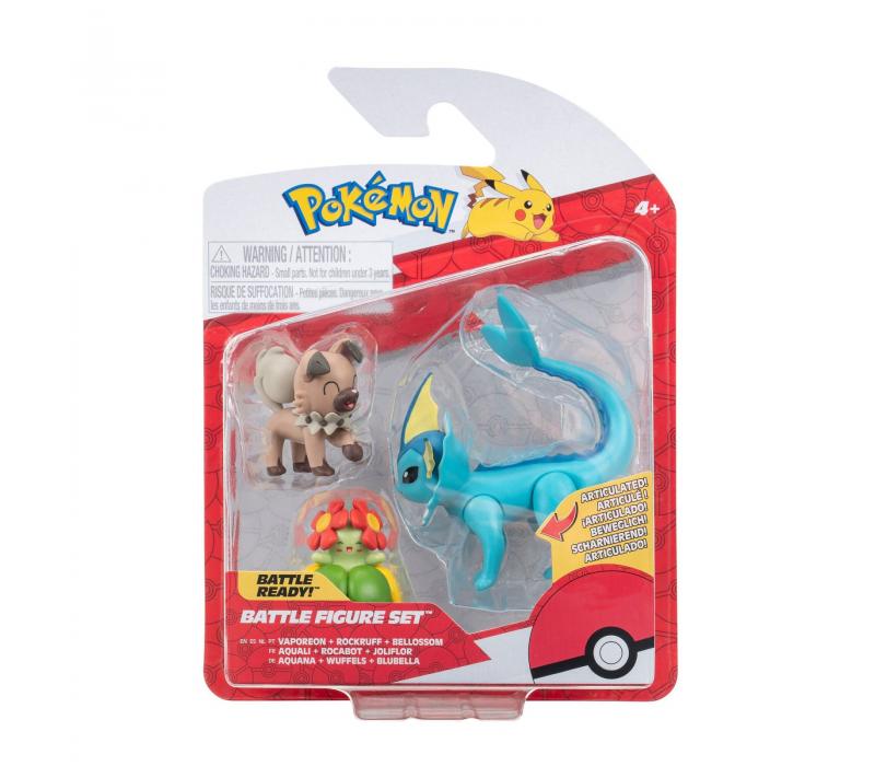Pokémon 3 db-os figura csomag - Rockruff, Bellossom, Vaporeon Pokémon 3 db-os figura csomag - Rockruff, Bellossom, Vaporeon