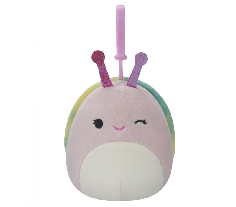 Squishmallows kulcstartós plüssfigura 9 cm - Silvina a rózsaszín kacsintós csiga