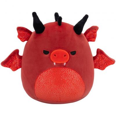 Squishmallows 20 cm - Salami a piros sárkány, mérges szemekkel és csillogós hassal