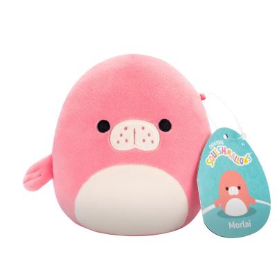 Squishmallows 13 cm - Morlai a korall színű lamantin fehér hassal