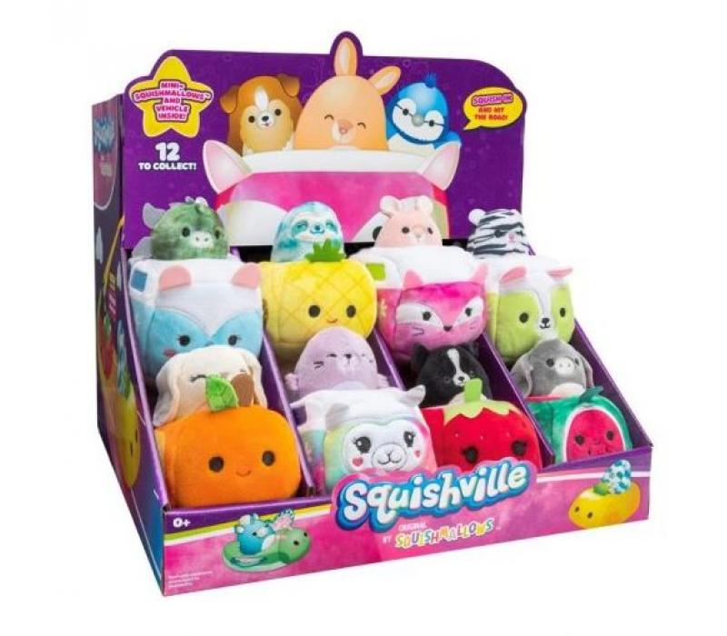 Squishville mini 2az1ben plüss járműben 5 cm - többféle