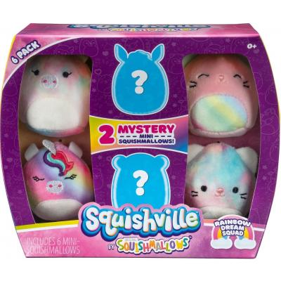 Squishville Rainbow Dream mini plüssök 6 darabos szett, amely 2 db meglepi mini plüsst tartalmaz