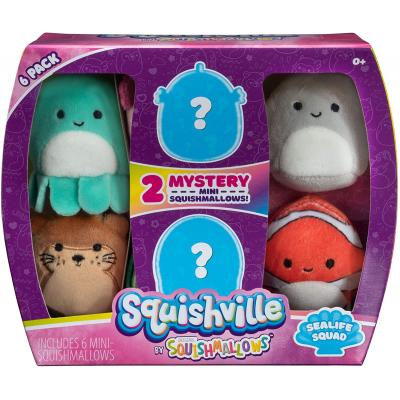 Squishville Sealife mini plüssök 6 darabos szett, amely 2 db meglepi mini plüsst tartalmaz