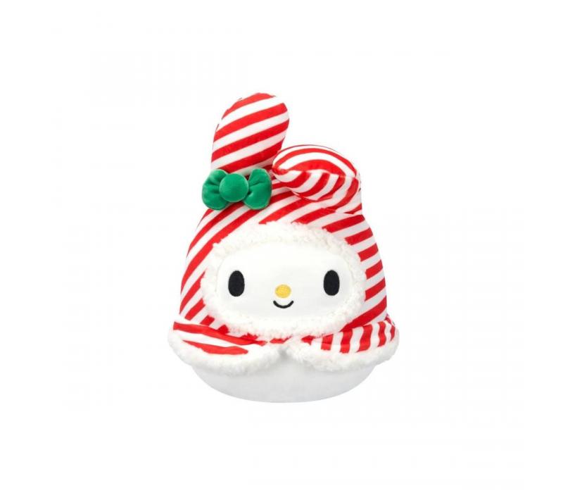 Squishmallows 20 cm - (Ünnepek) My Melody piros és fehér csíkos szalagokkal Squishmallows 20 cm - (Ünnepek) My Melody piros és fehér csíkos szalagokkal