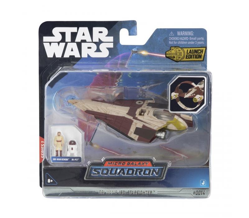 Star Wars - Csillagok háborúja Micro Galaxy Squadron 13 cm-es jármű figurával - Jedi Starfighter Delta 7-B + Obi-Wan Kenobi és R4-P17