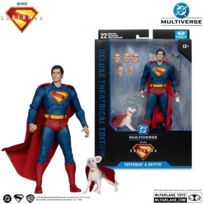 DC Comics Deluxe 18 cm-es Figura – Superman The Movie - Superman Krypto szuperkutyával