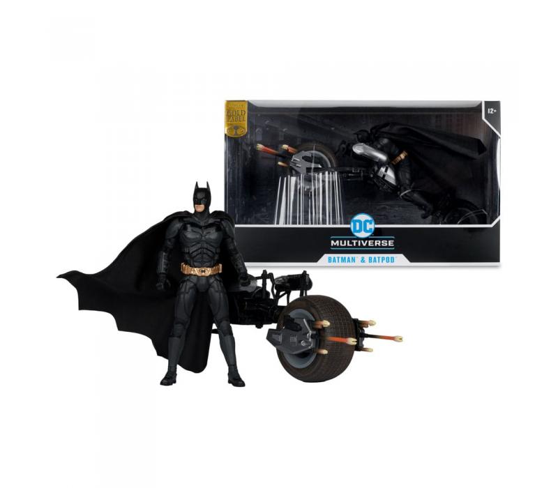 DC McFarlane DC Multiverse jármű és játékfigura 20 cm - Batpod és Batman (A sötét lovag - Felemelkedés)
