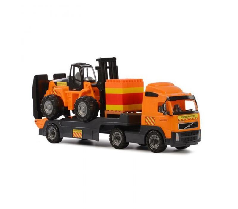 Volvo kamion targoncával és építőkockákkal 89,5 cm
